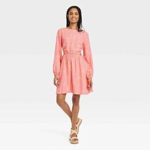 Universal Thread Pink and Yellow Long Sleeve Dress